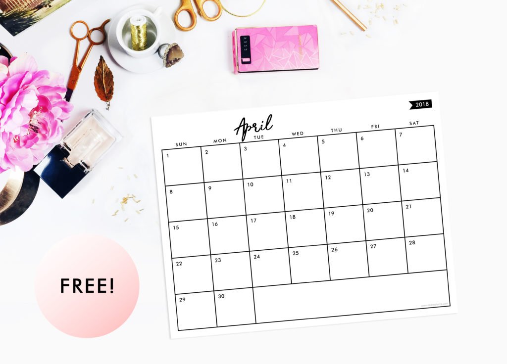 April 2018 Printable Desk Calendar - Stickies by C&S